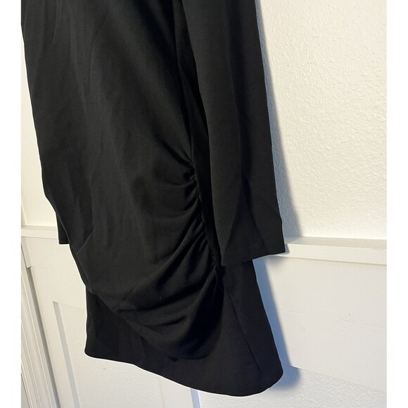 Zara Dress Womens Large Black Long Sleeve Ruched Mini Elegant Party Stretchy - Picture 4 of 8